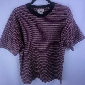 Striped Maroon Crewneck Tee with Black Trim